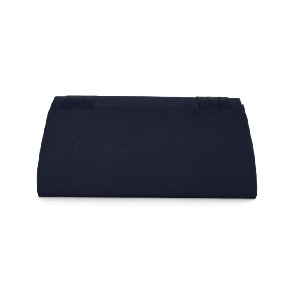 Avis Evening Bag in Navy Satin Pleat