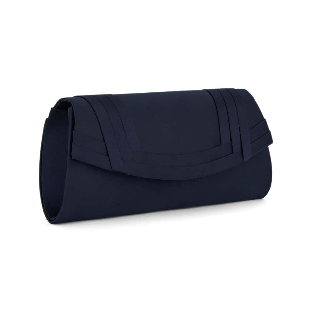 Avis Evening Bag in Navy Satin Pleat