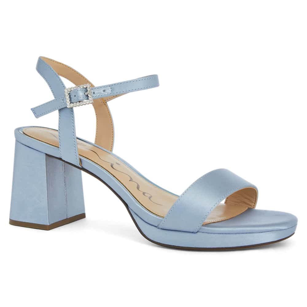 Berg Heel in Icy Blue Satin