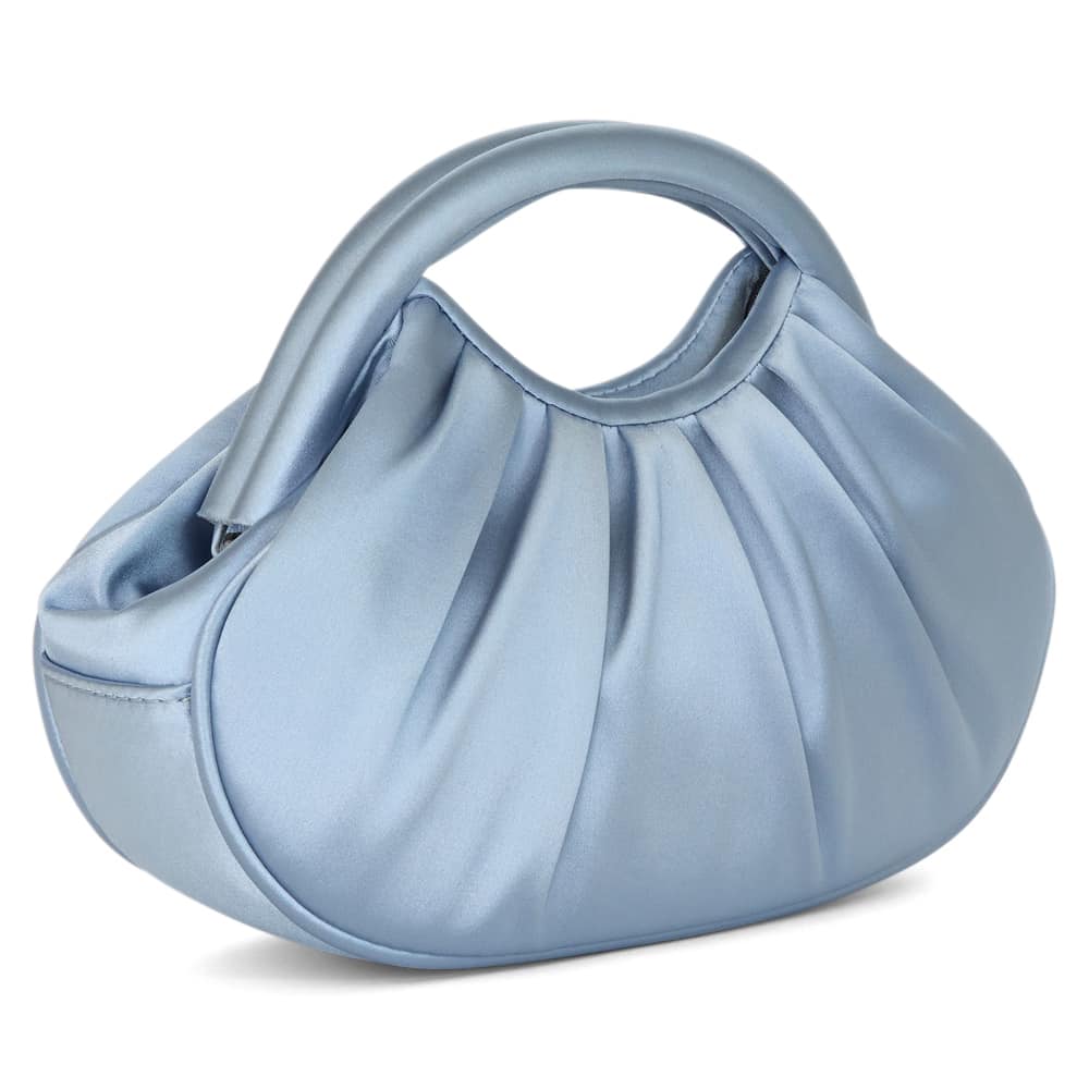 Bren Evening Bag in Icy Blue Satin Satin