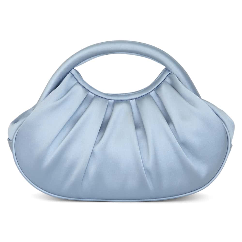 Bren Evening Bag in Icy Blue Satin Satin