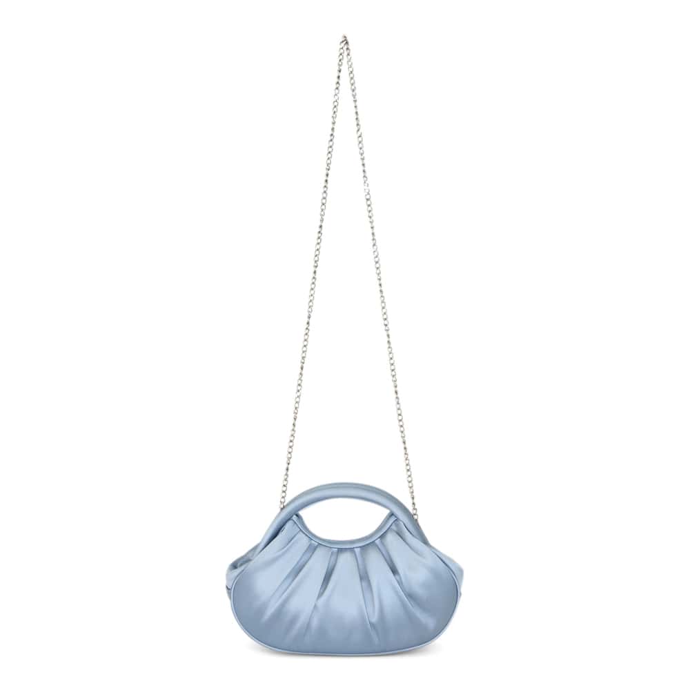Bren Evening Bag in Icy Blue Satin Satin