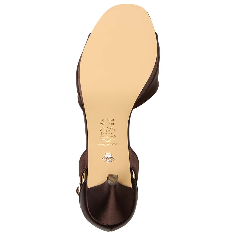 Briza Heel in Chocolate Crystal Satin