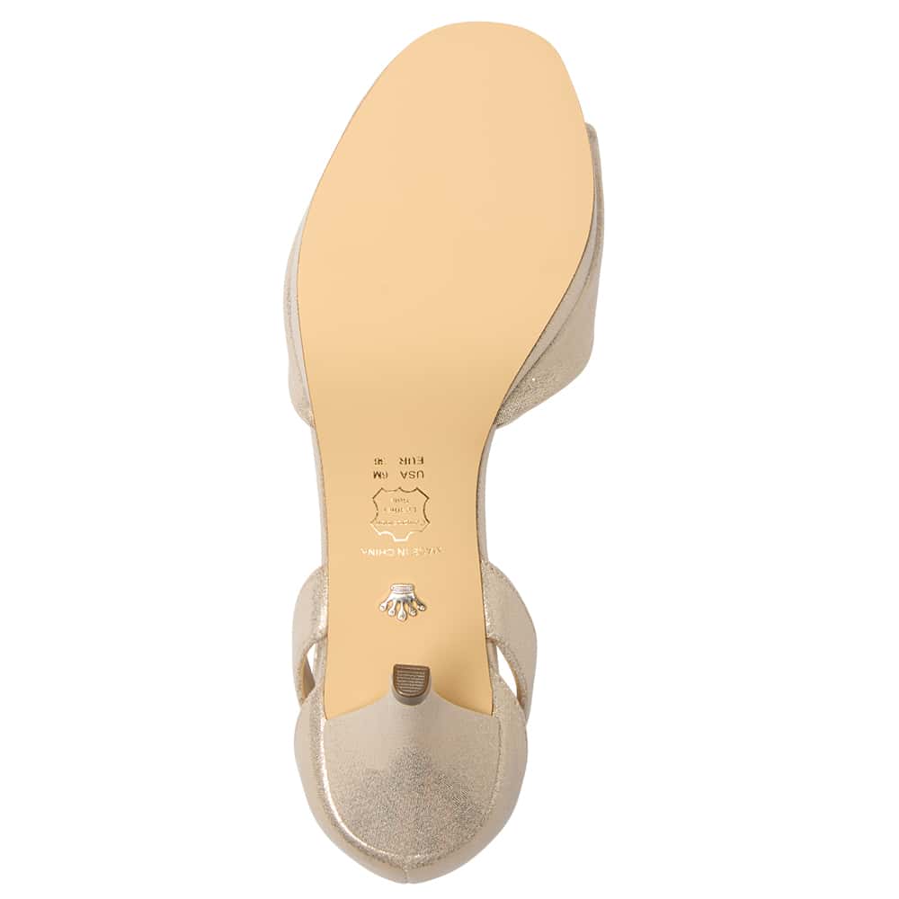 Briza Heel in Platino Shimmer Suedette