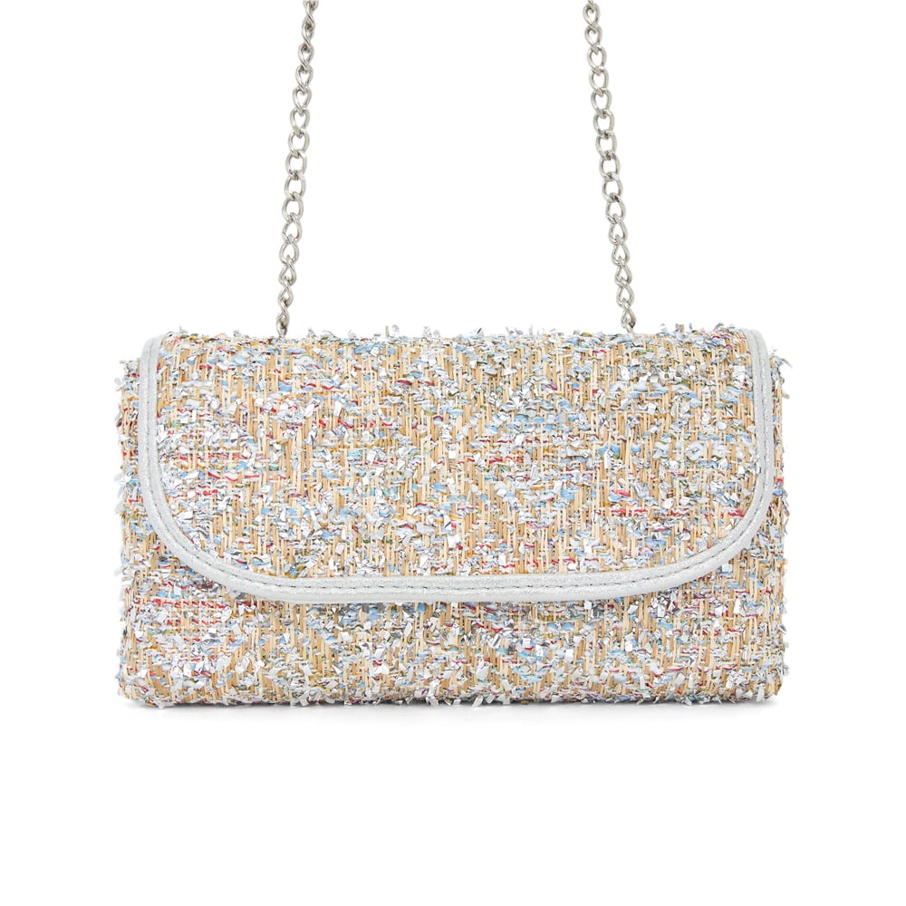 Cerise Evening Bag in Silver Fabric