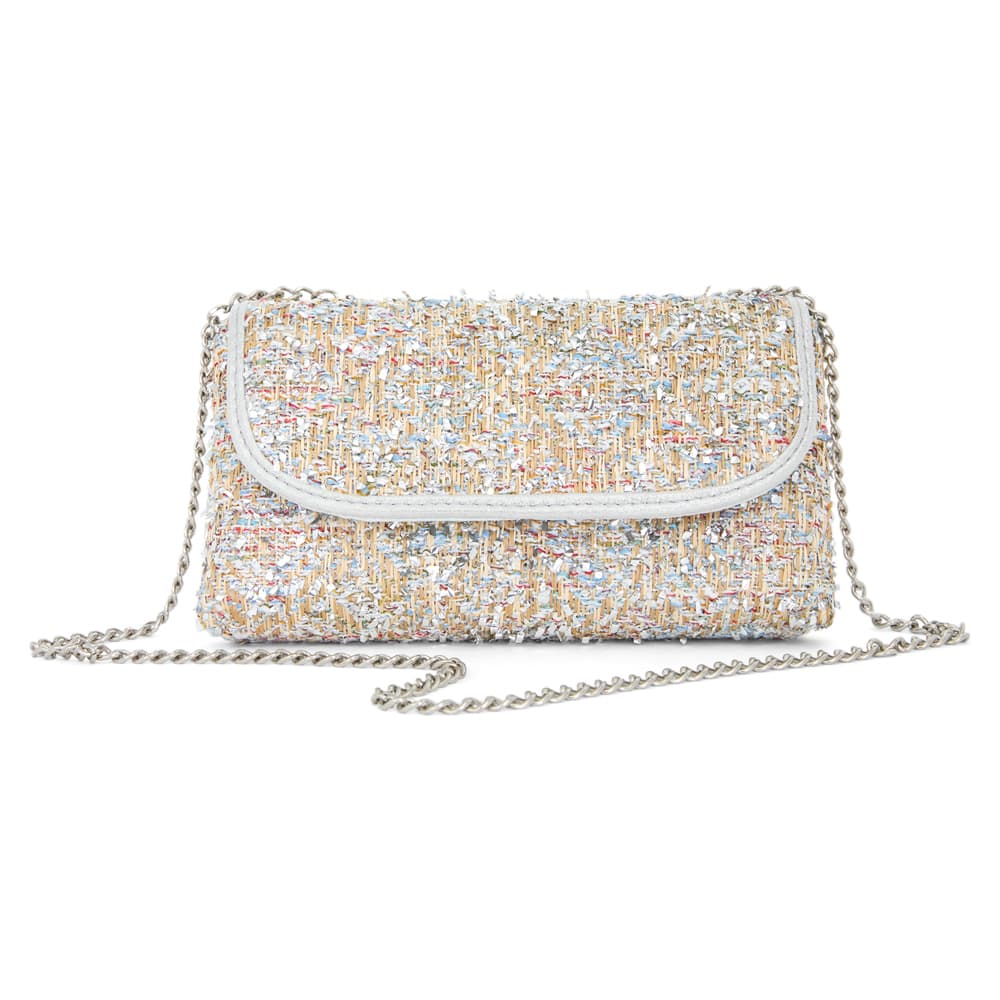 Cerise Evening Bag in Silver Fabric