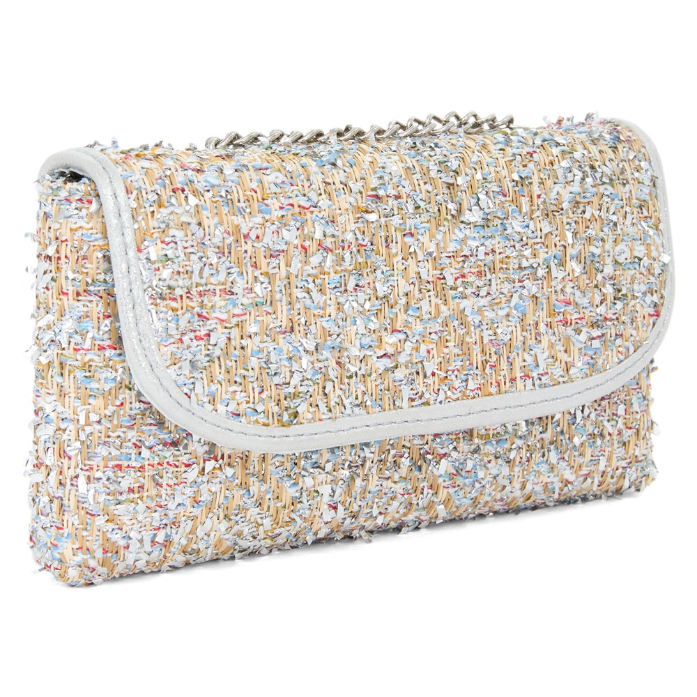 Cerise Evening Bag in Silver Fabric