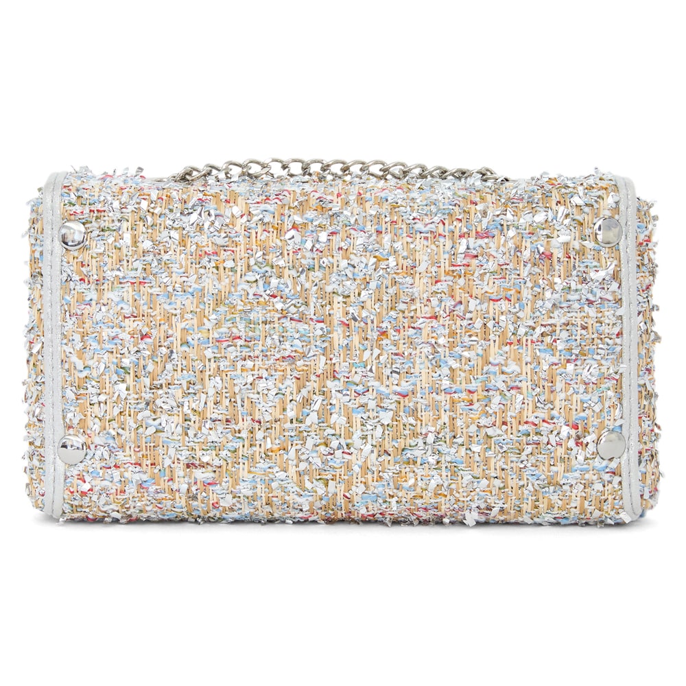 Cerise Evening Bag in Silver Fabric
