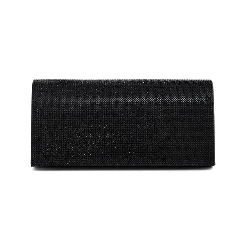 Deva Evening Bag in Black Crystal Satin