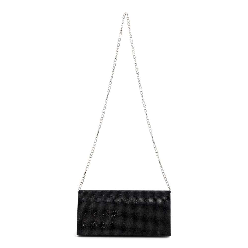 Deva Evening Bag in Black Crystal Satin