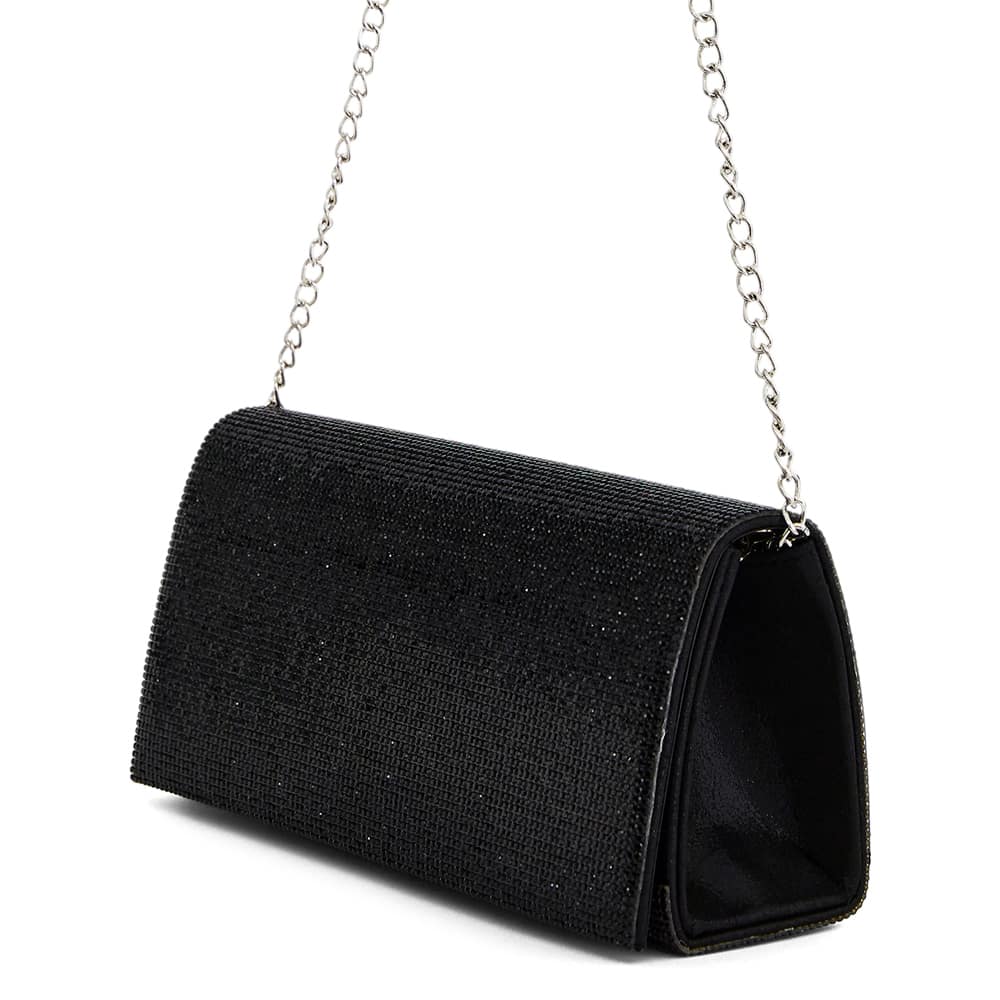 Deva Evening Bag in Black Crystal Satin