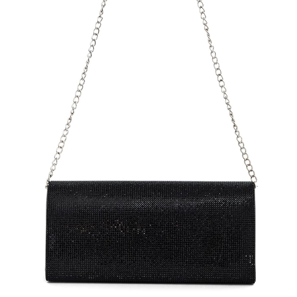 Deva Evening Bag in Black Crystal Satin