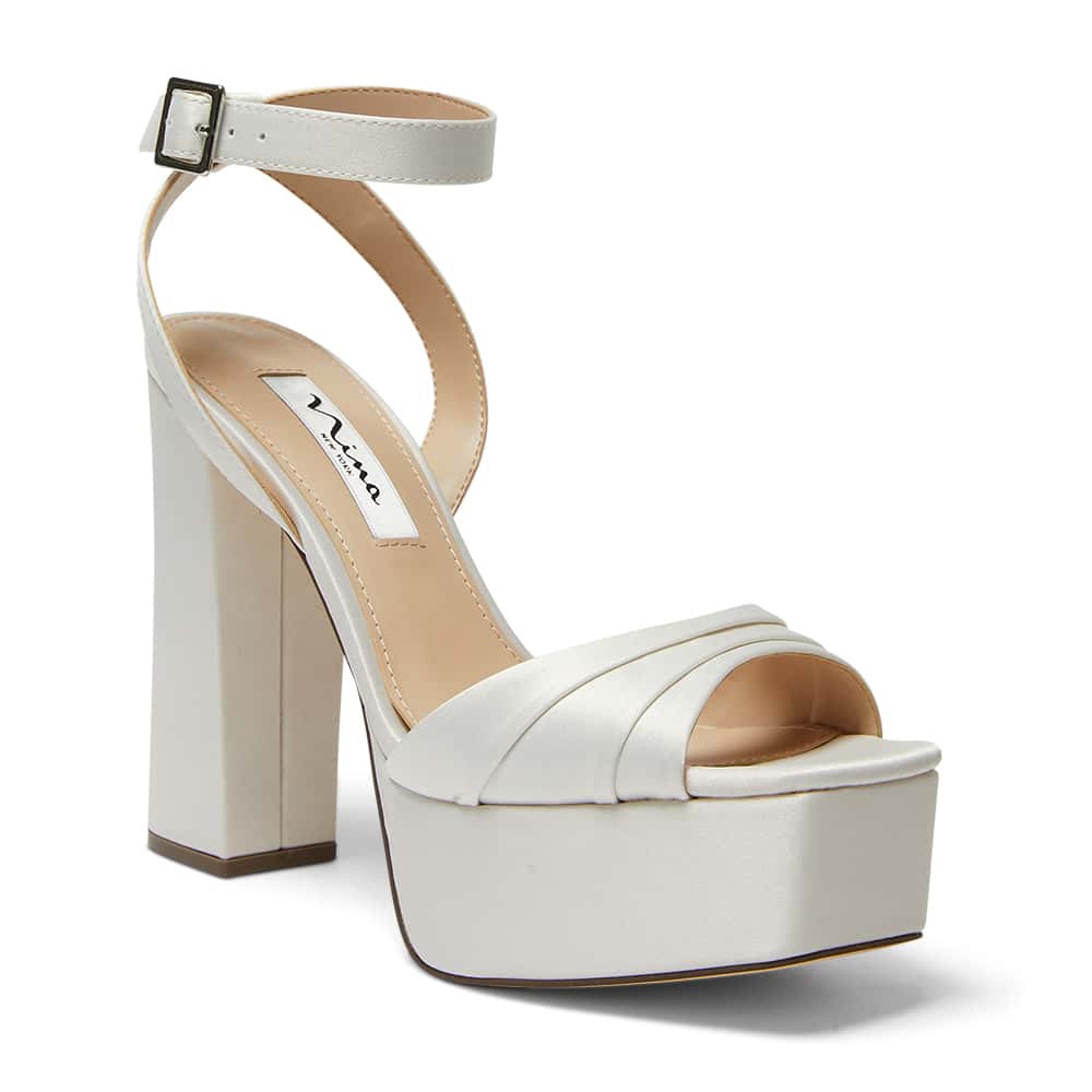 Dorcas Heel in Ivory Satin