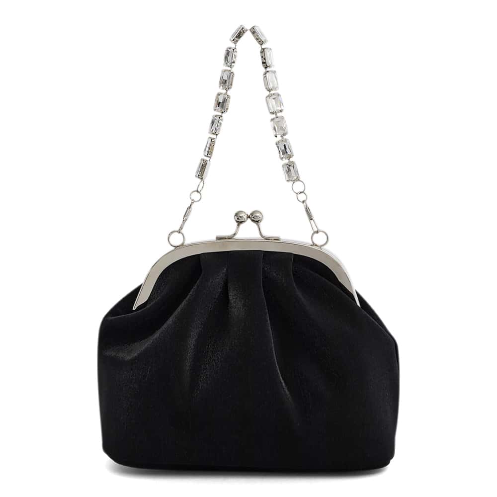 Elsbeth Evening Bag in Black Metallic Shine