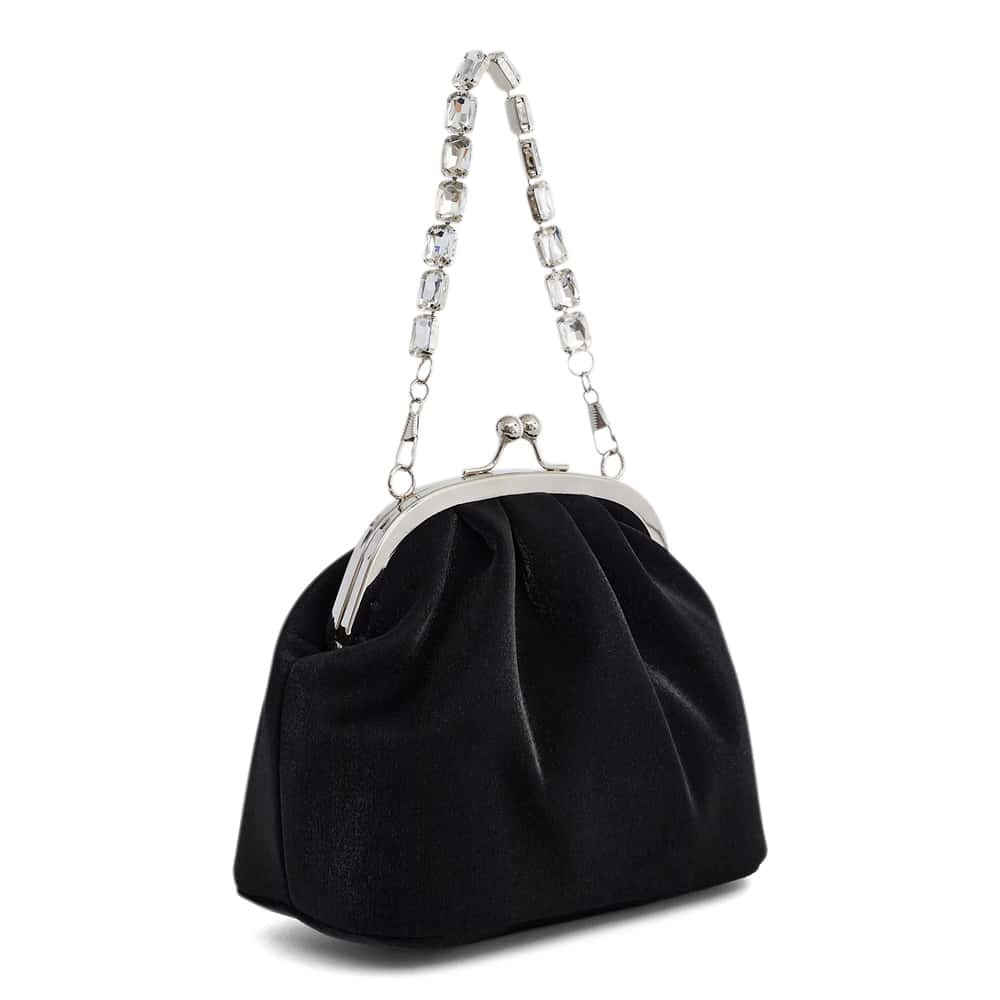 Elsbeth Evening Bag in Black Metallic Shine
