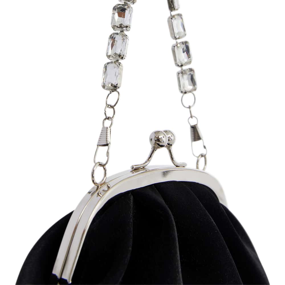 Elsbeth Evening Bag in Black Metallic Shine