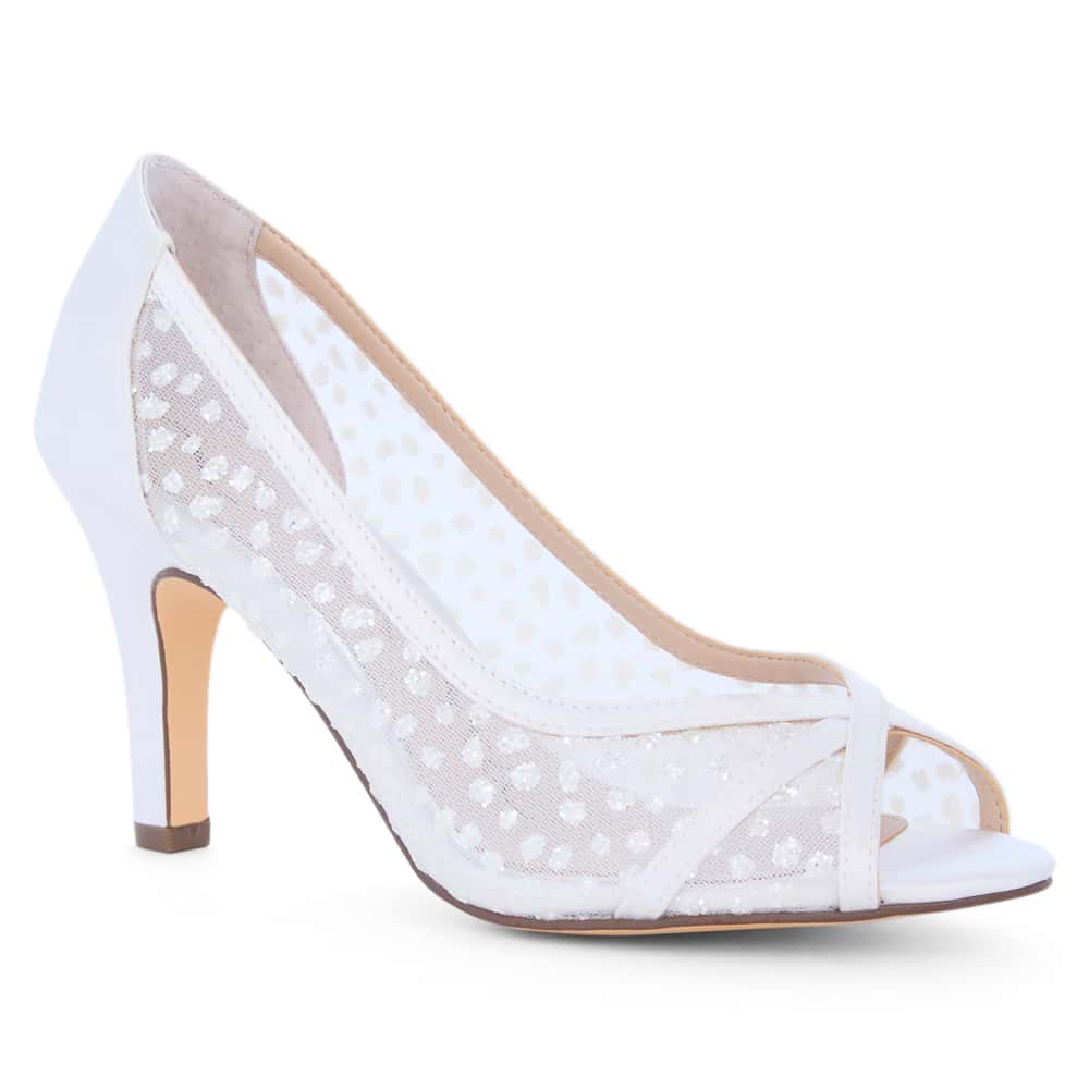 Flavia Pumps in White Crystal Met Foil