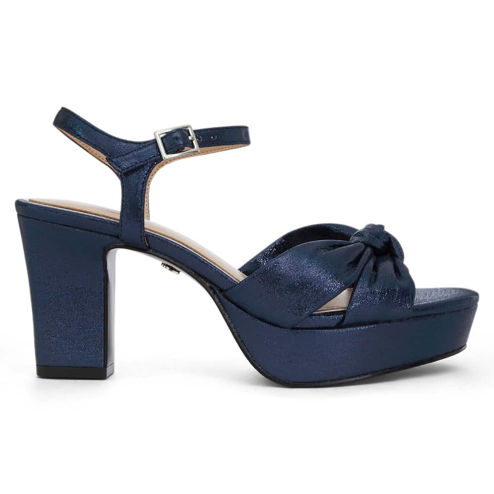 Floren Heel in Navy Disco Suedette Suede Look