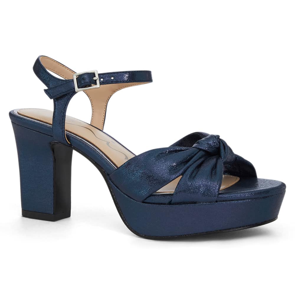 Floren Heel in Navy Disco Suedette Suede Look