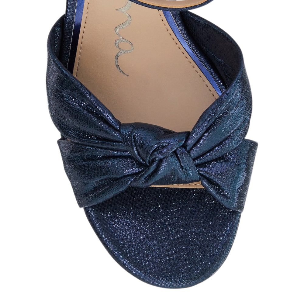Floren Heel in Navy Disco Suedette Suede Look