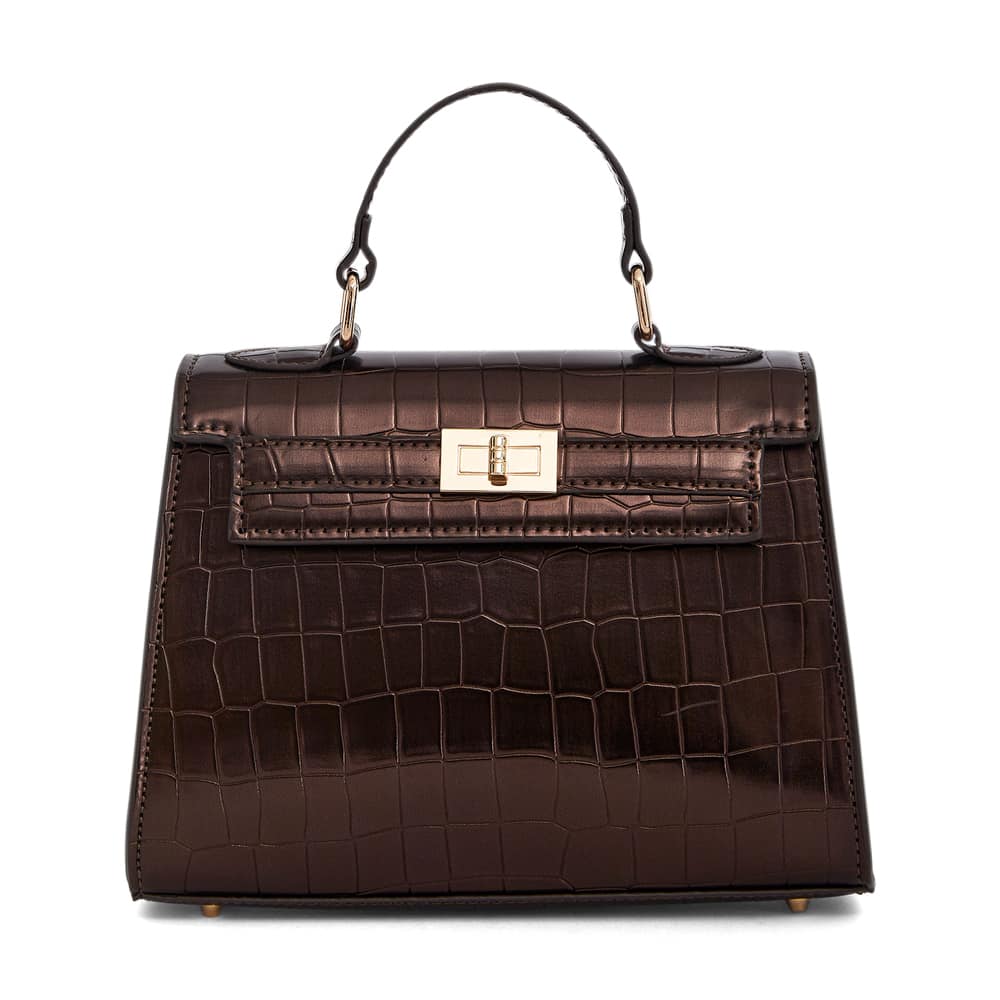 Gemini Evening Bag in Chocolate Croc Croc