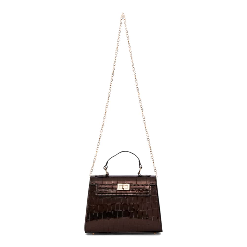 Gemini Evening Bag in Chocolate Croc Croc