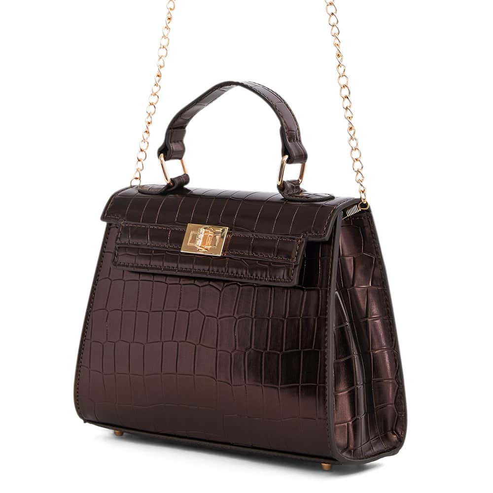 Gemini Evening Bag in Chocolate Croc Croc