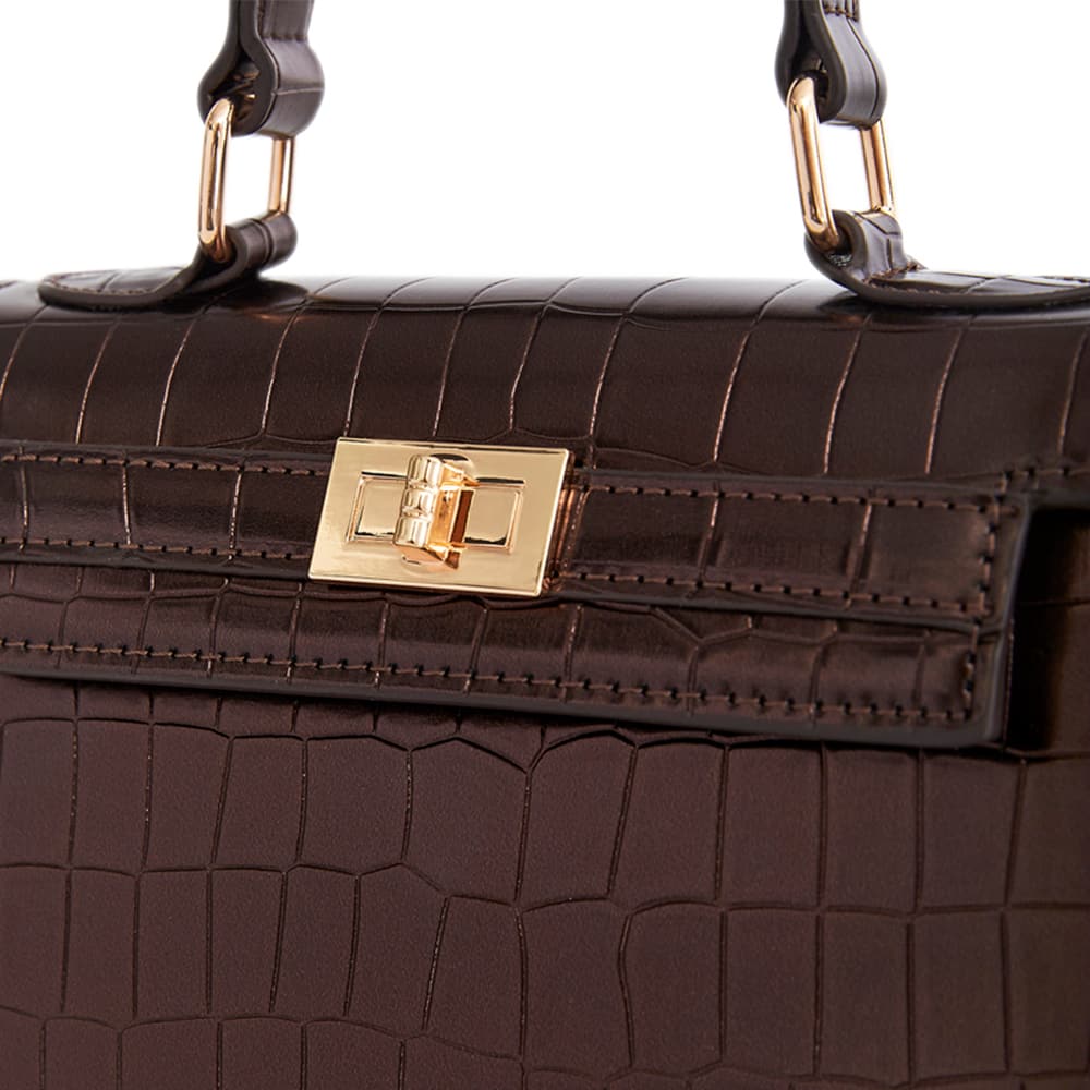 Gemini Evening Bag in Chocolate Croc Croc