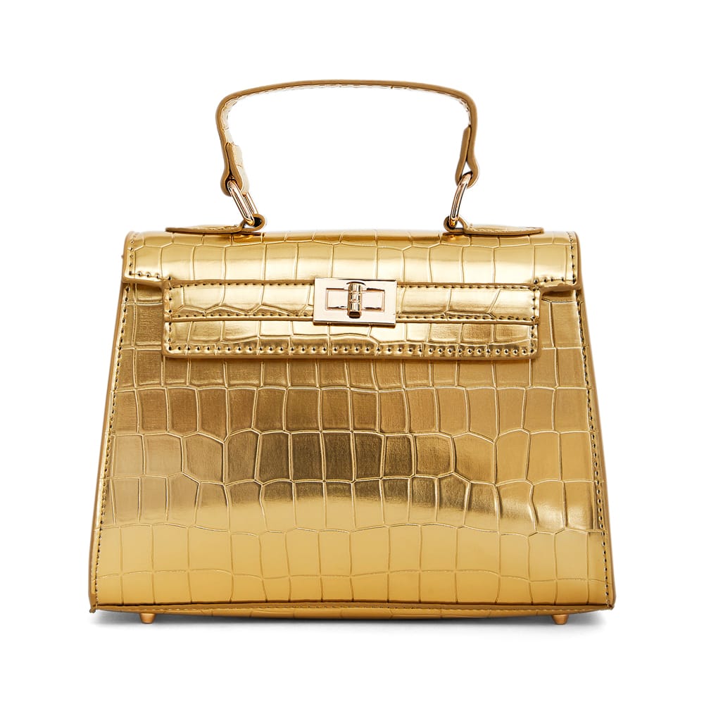 Gemini Evening Bag in Gold Croc Croc