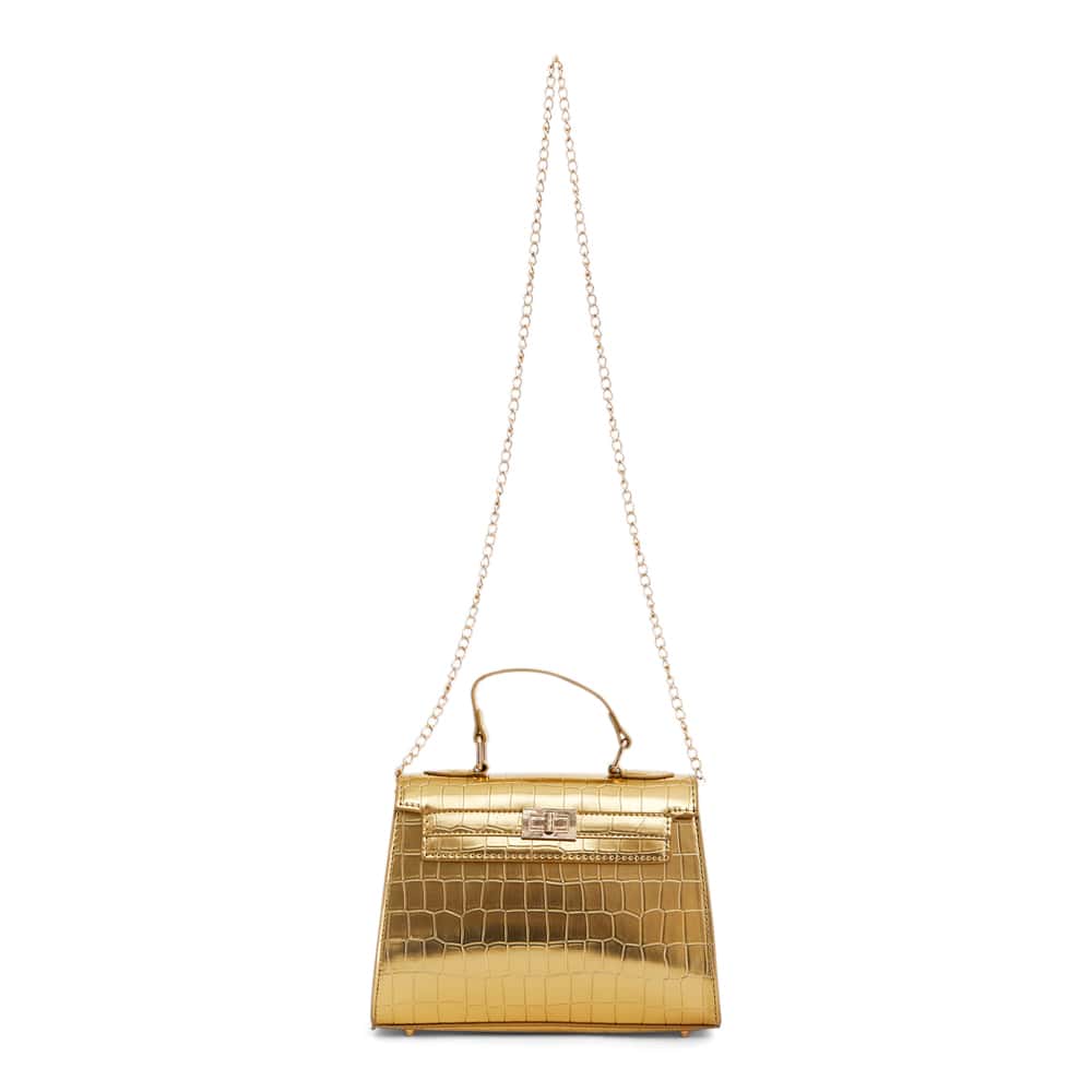 Gemini Evening Bag in Gold Croc Croc