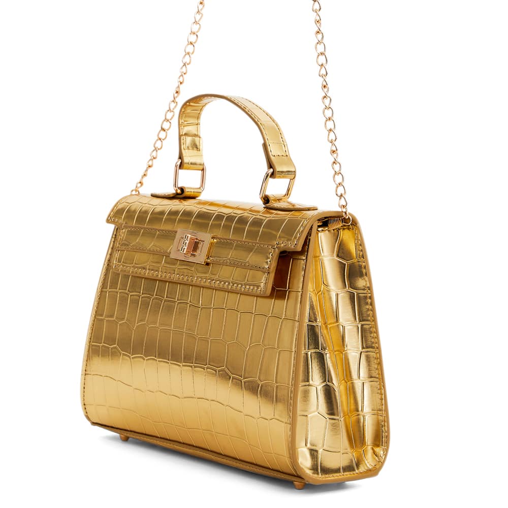 Gemini Evening Bag in Gold Croc Croc