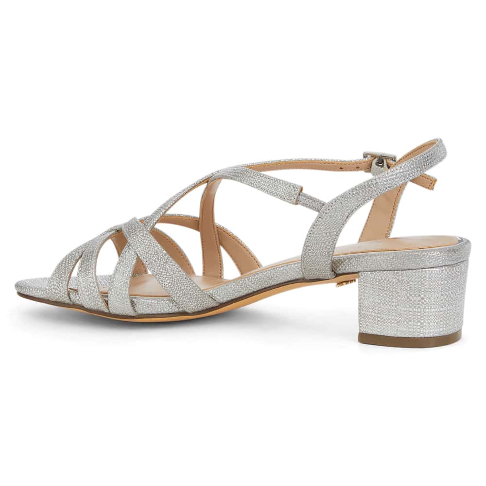 Gemma Heel in Dark Silver Met Linen
