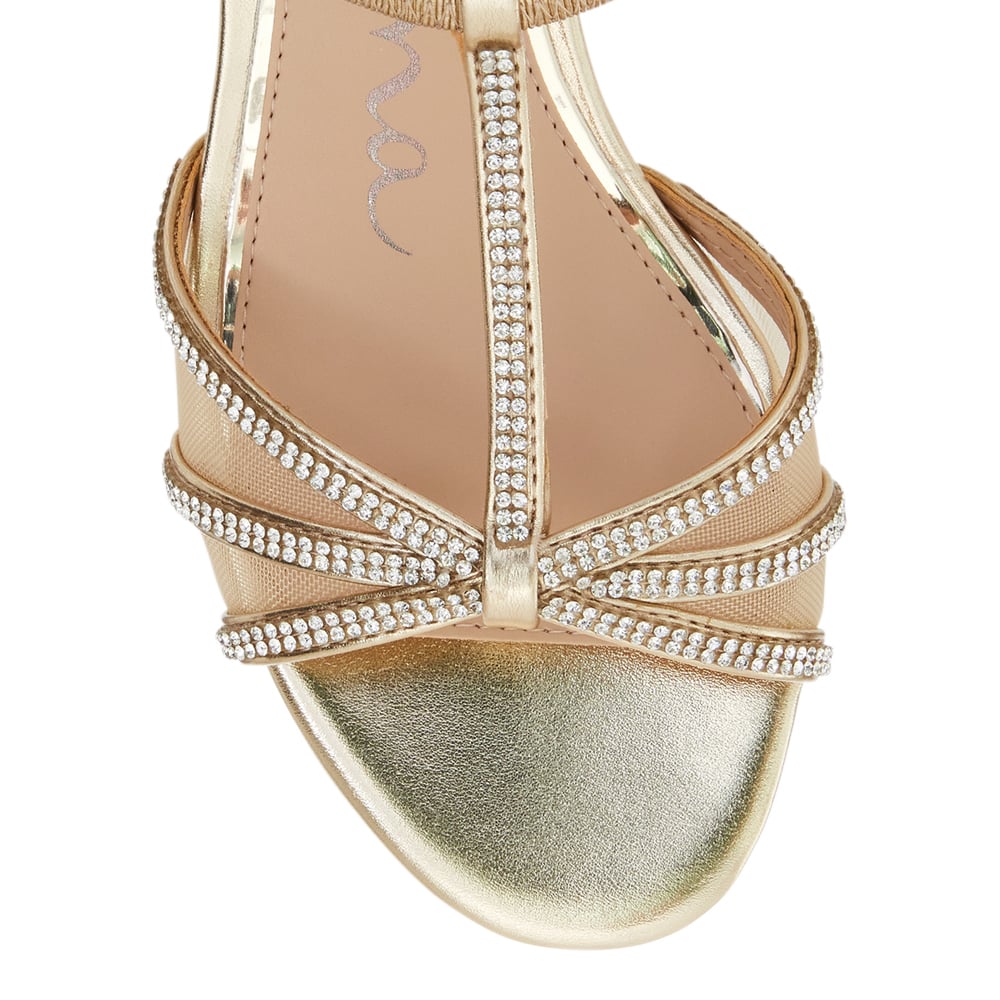Goldie Heel in Platino Met Glaze/mesh