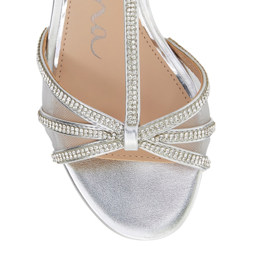 Goldie Heel in Silver Met Glaze/mesh