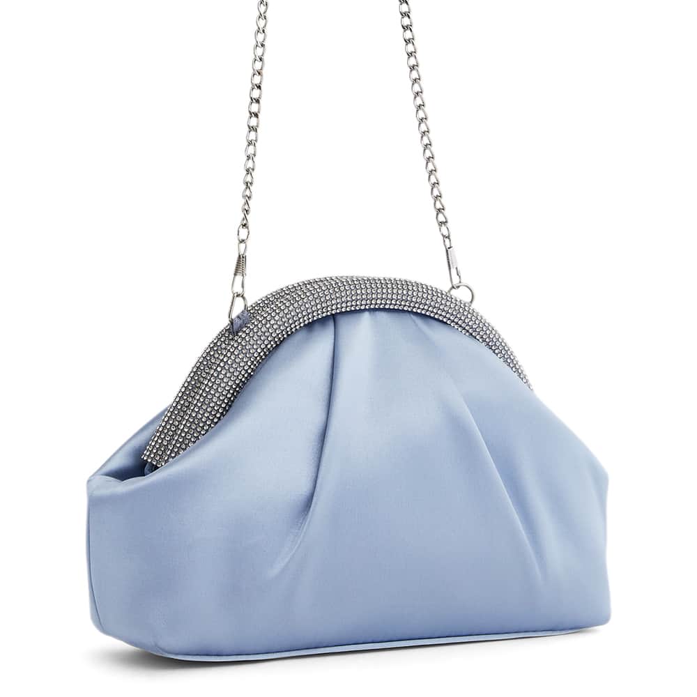 Jane Clutch in Icy Blue Satin Satin