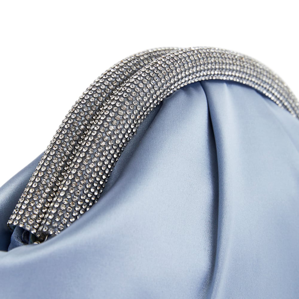 Jane Clutch in Icy Blue Satin Satin