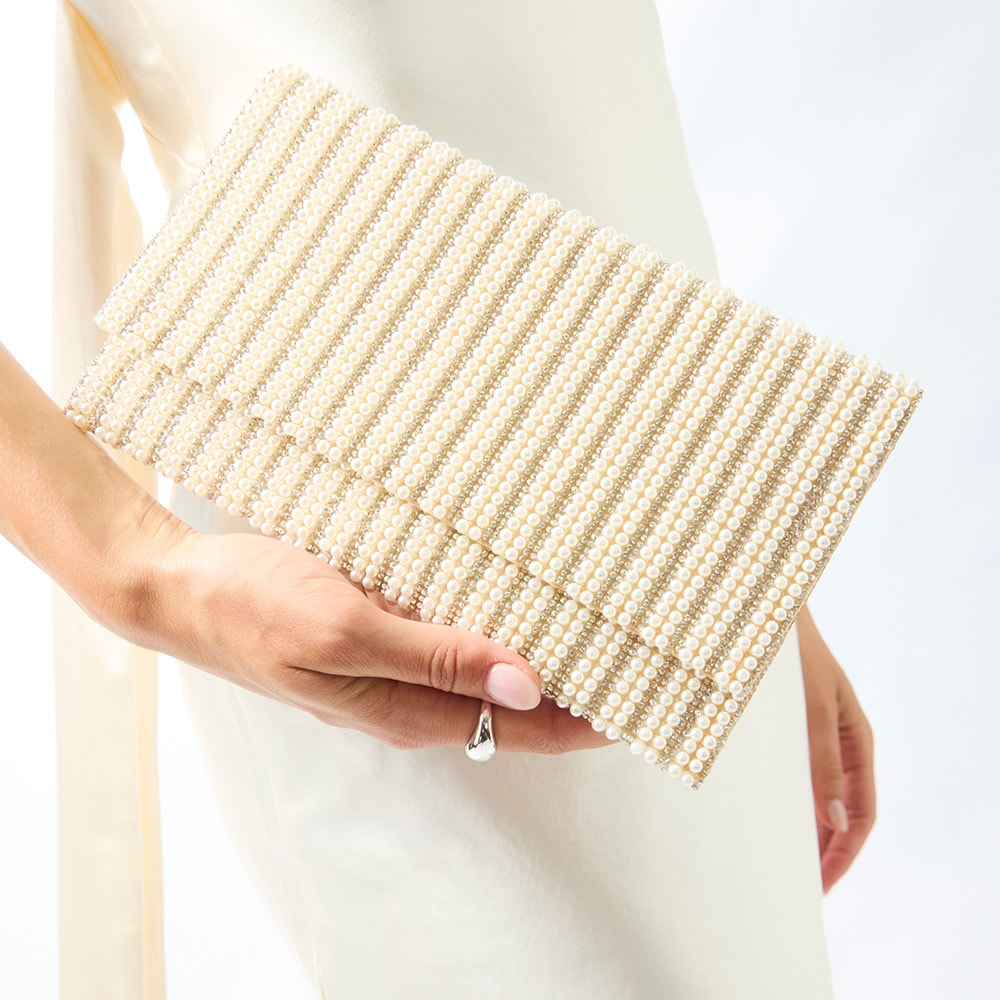 Kimora Handbag in White Pearl