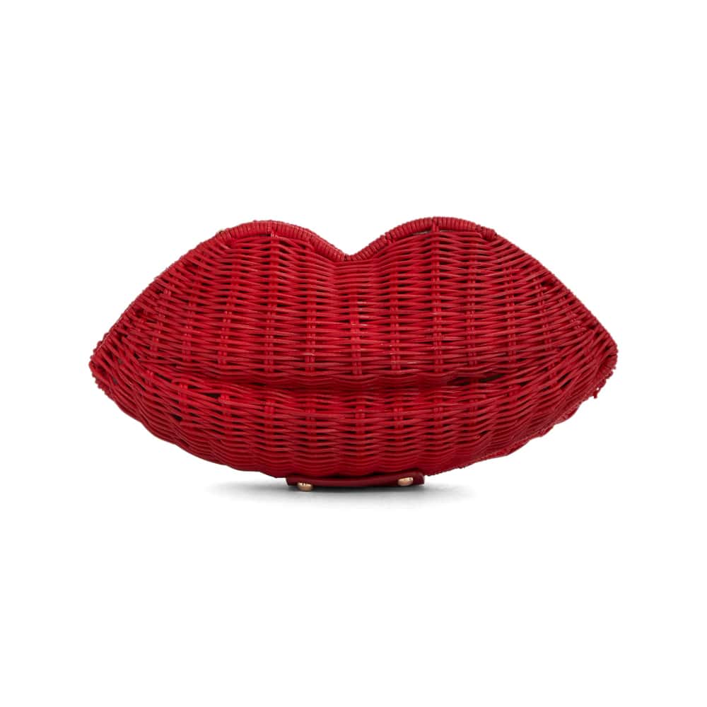 Kiss Evening Bag in Red Rattan