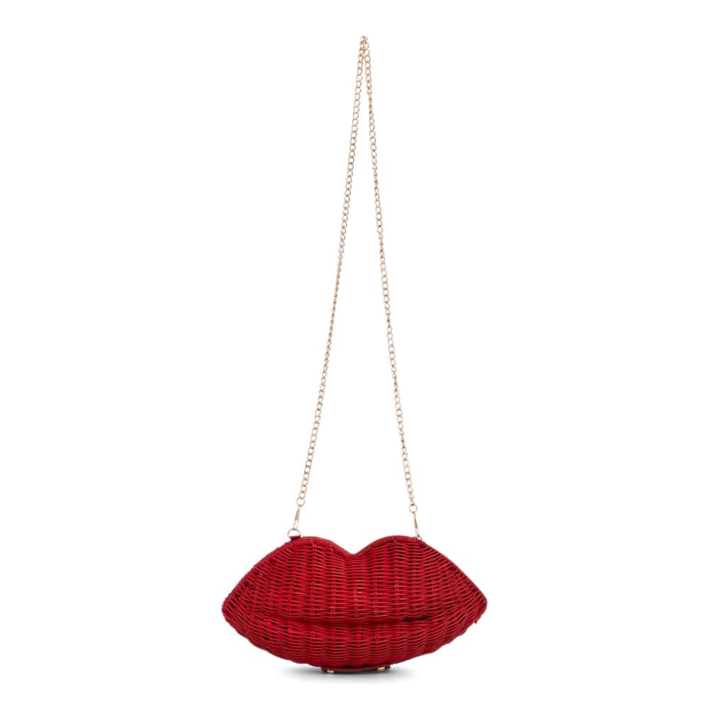 Kiss Evening Bag in Red Rattan