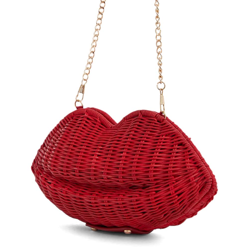 Kiss Evening Bag in Red Rattan