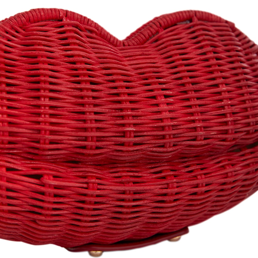Kiss Evening Bag in Red Rattan