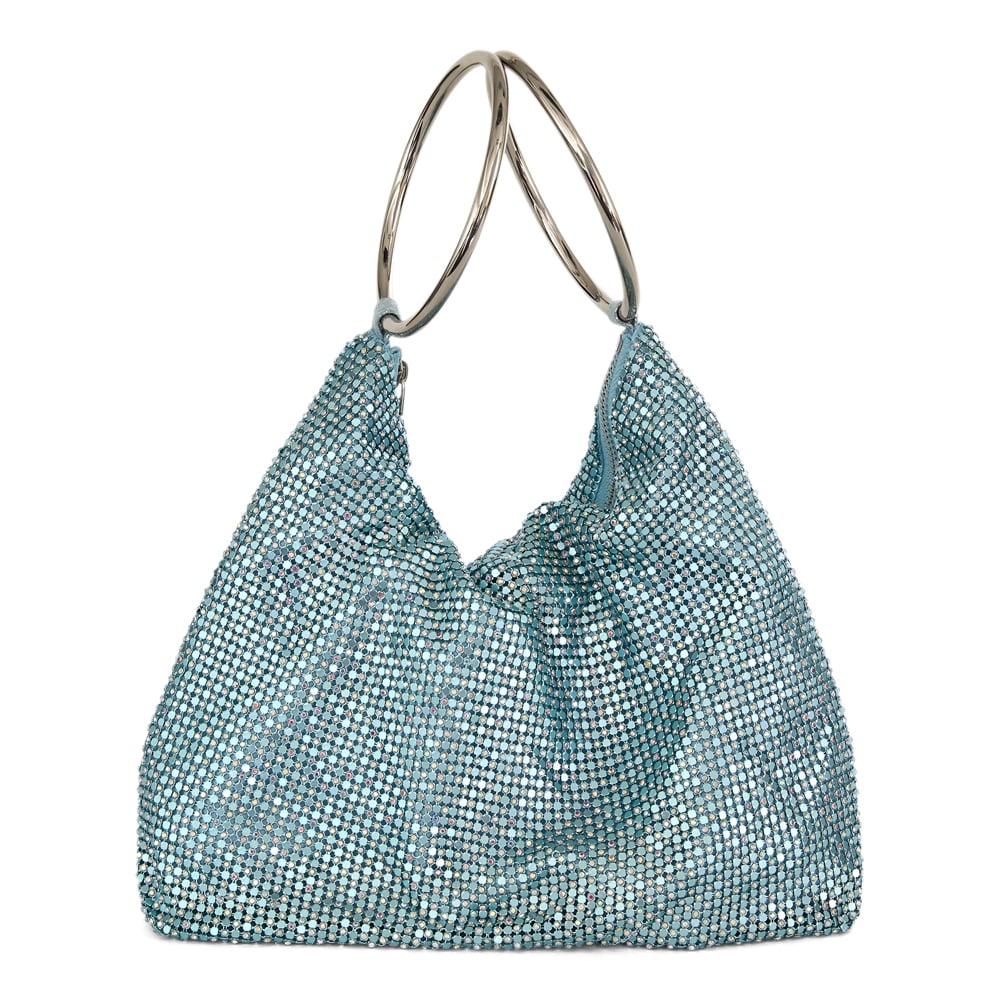 Lia Evening Bag in Light Aqua Mesh