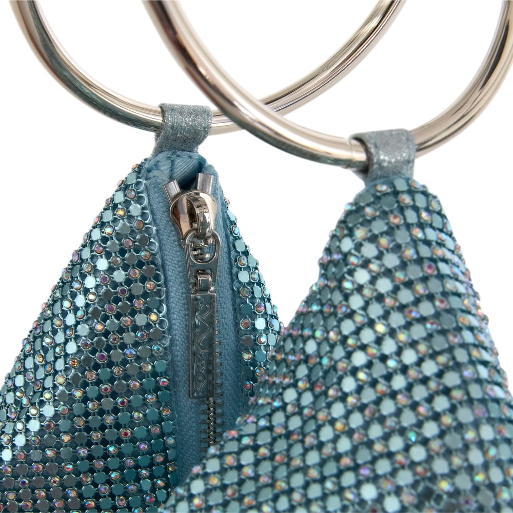 Lia Evening Bag in Light Aqua Mesh