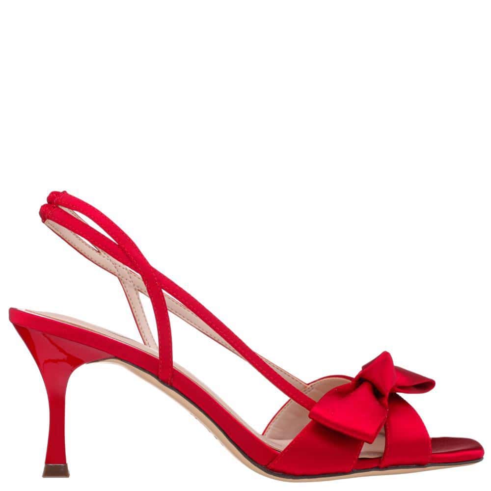 Lizette Heel in Red Satin