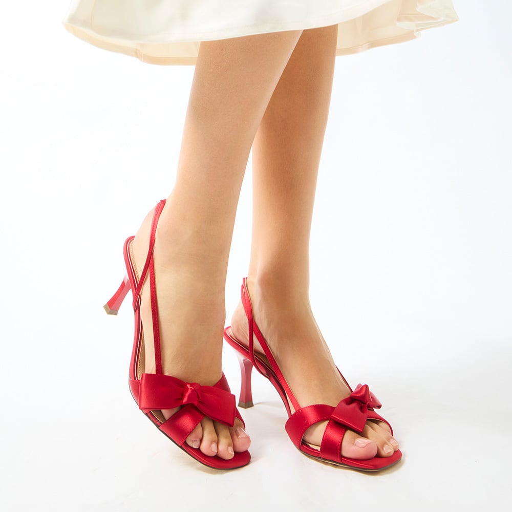 Lizette Heel in Red Satin