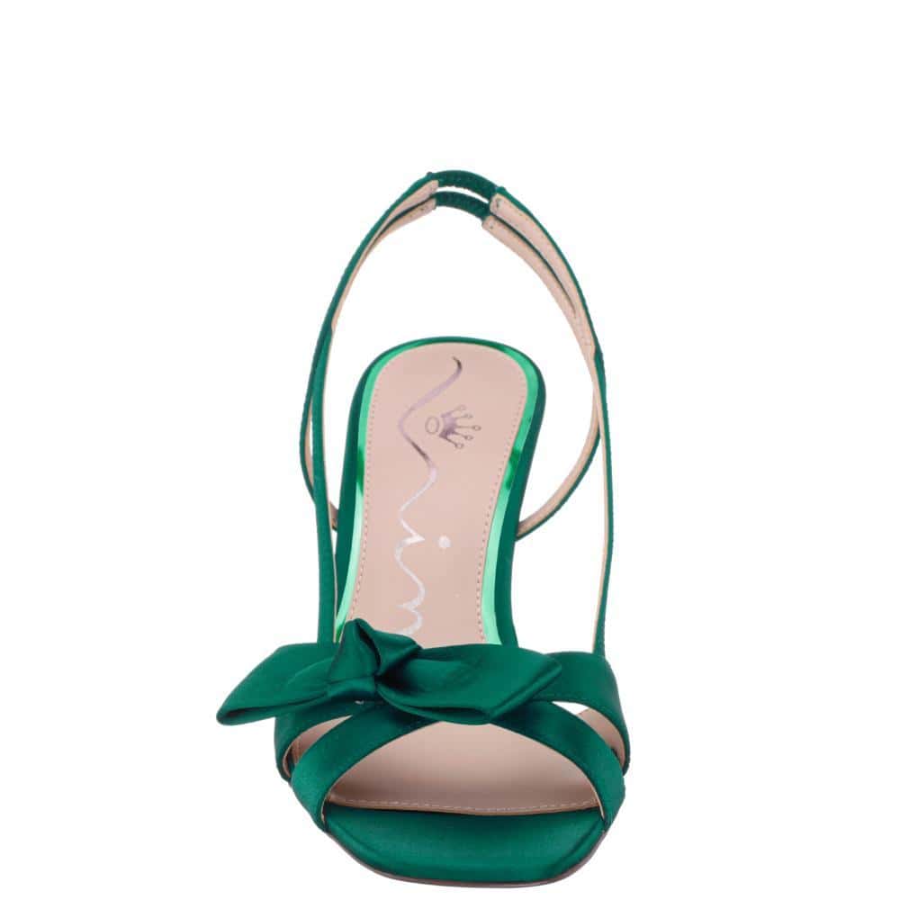 Lizette Heel in Spruce Satin Satin