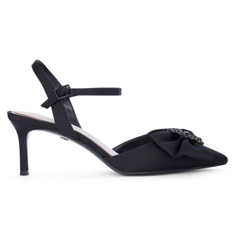 Naomia Heel in Black Satin