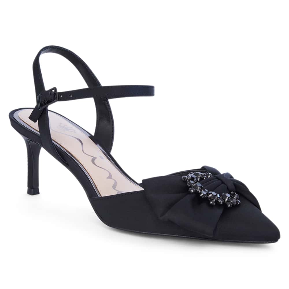 Naomia Heel in Black Satin