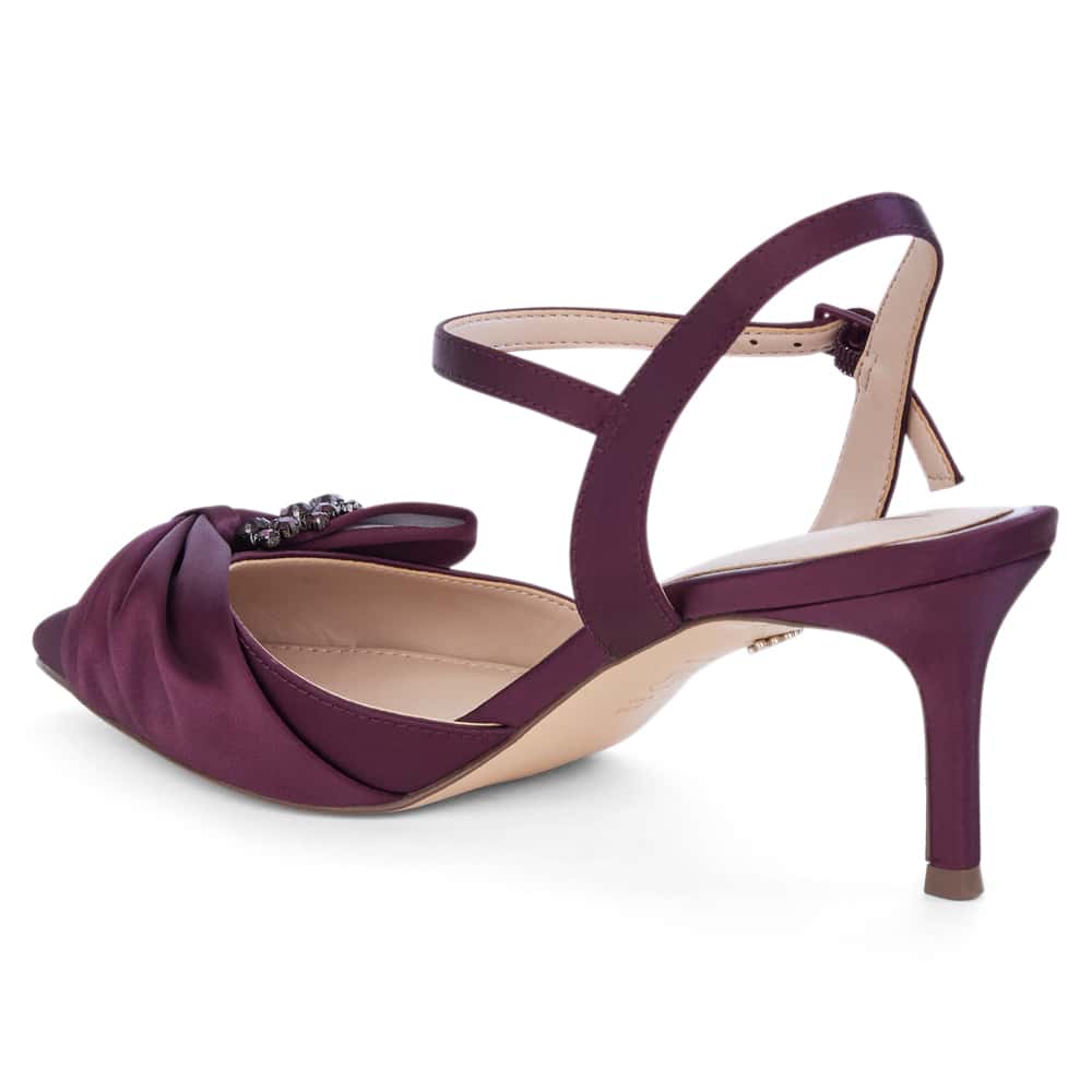 Naomia Heel in Bordeaux Crystal Satin Satin