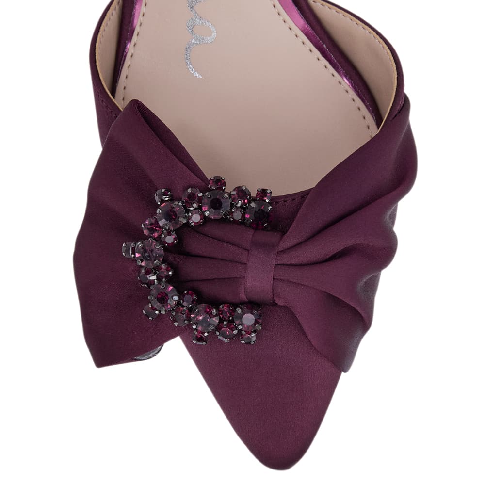 Naomia Heel in Bordeaux Crystal Satin Satin